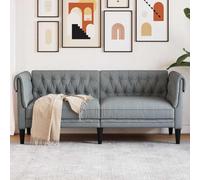 QZZCED Chesterfield Argyle Canapé classique avec accoudoirs enroulés et boutons Motif diamants Gris clair 182,5 x 74,5 x 74,5 cm