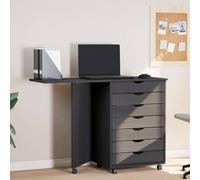 QZZCED Commode à roulettes et bureau pliable, meuble de rangement en bois de pin massif, mobile avec roues souples, grand espace pour ordinateur portable, classeur