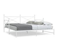 QZZCED Divan avec nid sans matelas, structure en acier blanc, 107 x 203 cm, canapé lit 2 en 1 avec sommier à lattes et espace de rangement, meuble polyvalent pour salon, design