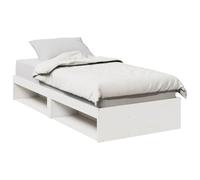 QZZCED Divan sans matelas blanc 100 x 200 cm en bois massif de pin, structure stable avec base à lattes intégrée, canapé-lit multifonction avec grand espace de rangement