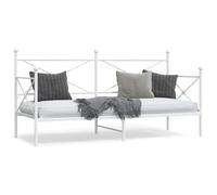 QZZCED Divan sans matelas en acier blanc 75 x 190 cm avec sommier à lattes et espace de rangement, structure stable et durable pour chambre ou salon, canapé-lit avec pieds