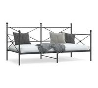 QZZCED Divan sans matelas en acier noir 100 x 190 cm avec sommier à lattes et espace de rangement, structure stable et durable pour chambre ou salon, canapé-lit avec pieds