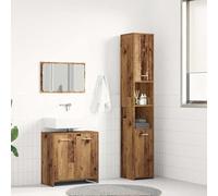 QZZCED Ensemble de 11 Meubles de Salle de Bain Lyon en Chêne Artisanal avec Miroir Minimaliste et Porte Pratique, Grand Espace de Rangement, Matériau Stable et Durable, Facile