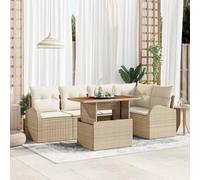 QZZCED Ensemble de jardin moderne avec table et fauteuils d'extérieur, design tissé en polyrotin et acier avec acacia, ensemble complet pour terrasse avec rangement et coussins amovibles