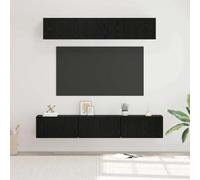 QZZCED Ensemble de meuble TV mural 5 pièces chêne noir Meuble TV moderne avec grand rangement et montage mural