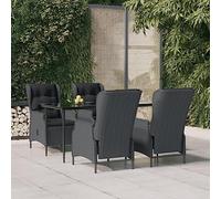QZZCED Ensemble de meubles de jardin 5 pièces en polyrotin gris foncé - Ensemble de canapés de jardin pour terrasses, jardins, balcons, arrière-cours