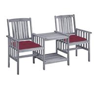 QZZCED Ensemble de meubles de jardin - Canapés de jardin - Chaises de jardin avec table basse et coussins en bois d'acacia massif - Pour jardins, terrasses, balcons