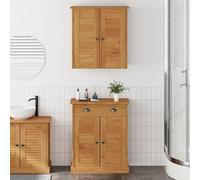 QZZCED Ensemble de meubles de salle de bain rustique Vigo 2 pièces en bois de pin massif avec rangement spacieux et étagères pratiques pour décoration classique et fonctionnalité durable