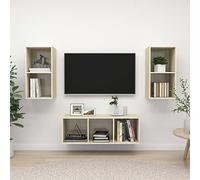 QZZCED Ensemble de meubles de salon 3 pièces Bois ingénierie chêne Sonoma Meuble TV mural avec grand rangement, organisateur moderne pour salon