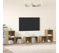 QZZCED Ensemble de meubles TV 6 pièces chêne artisanal Meuble TV classique avec rangement spacieux et design polyvalent pour séjour 37 x 35 x 72 cm