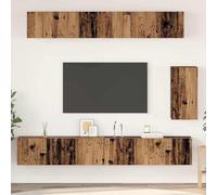 QZZCED Ensemble de meubles TV 6 pièces en bois vieux standard moyen Meuble TV classique avec rangement et montage mural, design moderne et pratique pour séjour