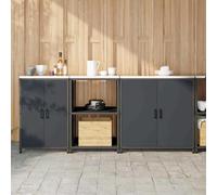 QZZCED Ensemble de rangement de cuisine 3 pièces étagère industrielle anthracite armoire organisateur avec étagères en métal et portes à charnière pour espaces modernes et fonctionnels