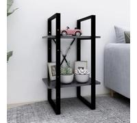 QZZCED Étagère à 2 niveaux en bois contreplaqué gris 40 x 30 x 70 cm, étagère industrielle pour livres et décoration, meuble de rangement solide et durable pour maison ou bureau