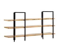 QZZCED Étagère à 3 niveaux en bois massif avec manche 160 x 31 x 80 cm, structure robuste en fer avec revêtement en poudre, style industriel pour exposer des livres et des décorations,