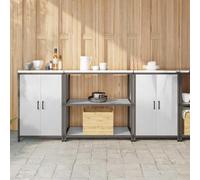 QZZCED Etagère de cuisine industrielle 3 pièces argent 210 x 50 x 92 cm avec armoires et étagère, unité de rangement robuste pour organisation de la maison, structure métallique