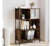 QZZCED Étagère en bois d'ingénierie chêne fumé 72 x 28 x 109 cm, étagère pour livres et rangement, structure robuste avec revêtement en acier, meuble de rangement pour salon,