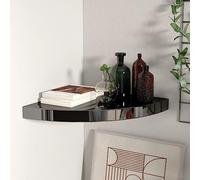 QZZCED Étagère murale flottante d'angle noire brillante MDF 35 x 35 x 3,8 cm avec système de montage invisible et matériau résistant