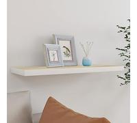 QZZCED Étagère murale flottante en MDF chêne et blanc 80 x 23,5 x 3,8 cm avec montage invisible pour décoration moderne et structure métallique stable