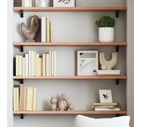 QZZCED Étagère murale marron clair pour salon, chambre à coucher, 100 x 20 x 2 cm, chêne massif traité