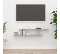 QZZCED Étagère murale pour TV en contreplaqué gris béton 125 x 18 x 23 cm, support robuste et stable pour lecteurs DVD, composants AV, consoles, livres et décoration, design