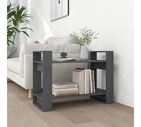 QZZCED Étagère séparatrice d'ambiances en bois de pin gris 80 x 35 x 56,5 cm Meuble de rangement polyvalent pour livres et décoration Structure robuste Étagère sans panneau arrière