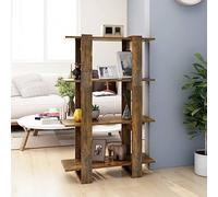 QZZCED Étagère séparatrice d'espaces en chêne fumé 80 x 30 x 123,5 cm Meuble bibliothèque en bois élégant et robuste avec grand rangement pour livres, magazines, DVD et décoration