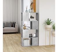 QZZCED Étagère séparatrice d'espaces gris béton 60 x 24 x 124,5 cm - Bibliothèque séparateur d'espaces avec 4 compartiments spacieux - Design élégant et classique pour rangement