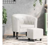 QZZCED Fauteuil avec tabouret en cuir synthétique blanc Fauteuil cube moderne avec rembourrage confortable pour salon ou bureau