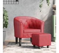 QZZCED Fauteuil design cube avec repose-pieds cuir synthétique rouge rouge Fauteuil cube moderne avec rembourrage confortable pour salon ou bureau