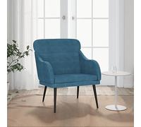 QZZCED Fauteuil en velours bleu Fauteuil en velours doux avec tabouret et structure résistante pour relaxation 63 x 76 x 80 cm