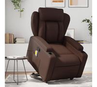 QZZCED Fauteuil Inclinable Massant avec Fonction Levage Électrique, Inclinaison Manuelle 135°, 6 Points de Vibration et Télécommande, Similicuir Résistant, Cadre Bois et Métal,