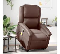 QZZCED Fauteuil Inclinable Massant avec Fonction Levage Électrique, Siège Relax en Similicuir avec 6 Points de Vibration, Inclinaison Manuelle 135°, Cadre Bois Métal Stable, Poche