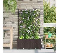 QZZCED Jardinière moderne avec grille intégrée, pot extérieur rectangulaire en polypropylène avec finition mate, jardinières pour plantes grimpantes, design contemporain pour terrasse