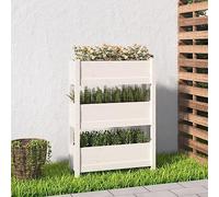 QZZCED Jardinière surélevée en bois de pin avec 3 jardinières, structure stable pour cultiver des légumes, herbes et fleurs sur balcon, patio ou intérieur