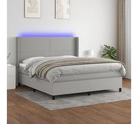 QZZCED Lit Box Spring avec matelas à ressorts ensachés et lumières LED RVB, tête réglable en hauteur, tissu respirant et protecteur en cuir doux, avec connecteur USB