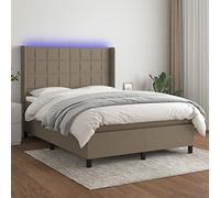 QZZCED Lit Box Spring avec matelas à ressorts ensachés et lumières LED RVB, tête réglable en hauteur, tissu respirant et protecteur en cuir doux, avec connecteur USB