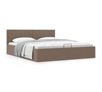QZZCED Lit coffre hydraulique avec rangement 160 x 200 cm sans matelas couleur taupe, structure en tissu et MDF résistant avec mécanisme de levage à gaz, base solide avec lattes,