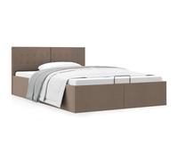 QZZCED Lit coffre hydraulique de rangement sans matelas, structure tapissée taupe 120 x 200 cm, mécanisme de levage à gaz, design moderne et spacieux pour chambre, base solide