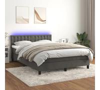QZZCED Lit d'appoint, pour hôtel, famille, à sommier tapissier, avec matelas et LED, gris foncé, 140 x 190 cm, en velours, pour chambre à coucher, chambre d'amis