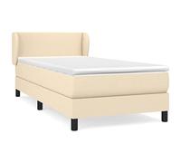 QZZCED Lit de luxe pour chambre à coucher, lit de jour, lit d'hôtel, lit à sommier tapissier, avec matelas, crème, 100 x 200 cm, tissu pour chambre à coucher, hôtels, appartements