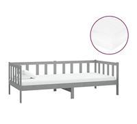 QZZCED Lit d'hôtel de luxe avec matelas - 90 x 200 cm - En bois de pin massif - Gris - Pour chambre à coucher, hôtels, appartements