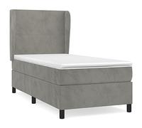 QZZCED Lit d'hôtel de luxe, lit de jour, à sommier tapissier, avec matelas, gris clair, 100 x 200 cm, en velours, pour chambre à coucher, hôtels, appartements