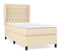 QZZCED Lit d'hôtel de luxe, lit de jour, lit à sommier tapissier, avec matelas, crème, 100 x 200 cm, tissu pour chambre à coucher, hôtels, appartements