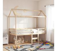 QZZCED Lit mezzanine en pin massif avec échelle intégrée et garde-corps de sécurité, structure solide avec lattes en bois contreplaqué, pour chambre et espaces