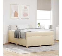 QZZCED Lit moderne avec matelas crème 140 x 200 cm, structure en tissu doux et cadre rectangulaire minimaliste, matelas en mousse haute densité pour soutien et confort, design