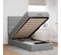 QZZCED Lit ottoman avec matelas à ressorts ensachés et mécanisme hydraulique, tissu en polyester gris clair, 100 x 200 cm, avec couvre-matelas, grand rangement, base lit