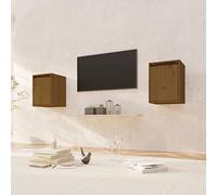 QZZCED Lot de 2 armoires murales, étagère décorative marron miel, étagère murale multifonctionnelle pour cuisine, 30 x 30 x 40 cm, bois de pin massif