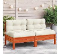 QZZCED Lot de 2 canapés de jardin sans accoudoirs avec coussins, marron cire, meubles de balcon, multifonctionnel, pour balcons