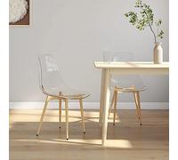QZZCED Lot de 2 chaises de salle à manger transparentes avec siège et pieds en métal, design ergonomique et stable
