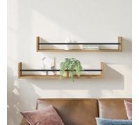 QZZCED Lot de 2 étagères murales en chêne artisanal multifonction pour salon 80 x 16 x 14 cm Matériau du bois